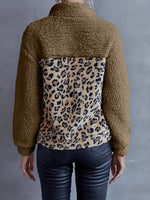Ivy Lane Leopard Quarter-Snap Teddy Sweatshirt