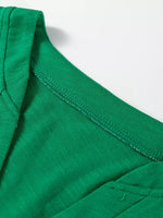 Solid Color Button V Neck Long Sleeve Top