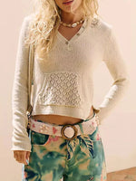 Crochet Detail Hooded Knit Top