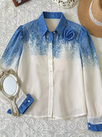 Flower Gradient Button Up Shirt