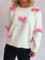 Bow Round Neck Long Sleeve Sweater