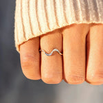 925 Sterling Silver Inlaid Zircon Wave Shape Ring