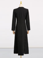 Long Sleeve Bow Front Midi Dress