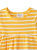 Children's Striped Bird Embroidered Casual Dress