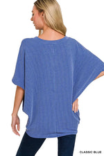 Zenana Raised Rib V-Neck Batwing Top