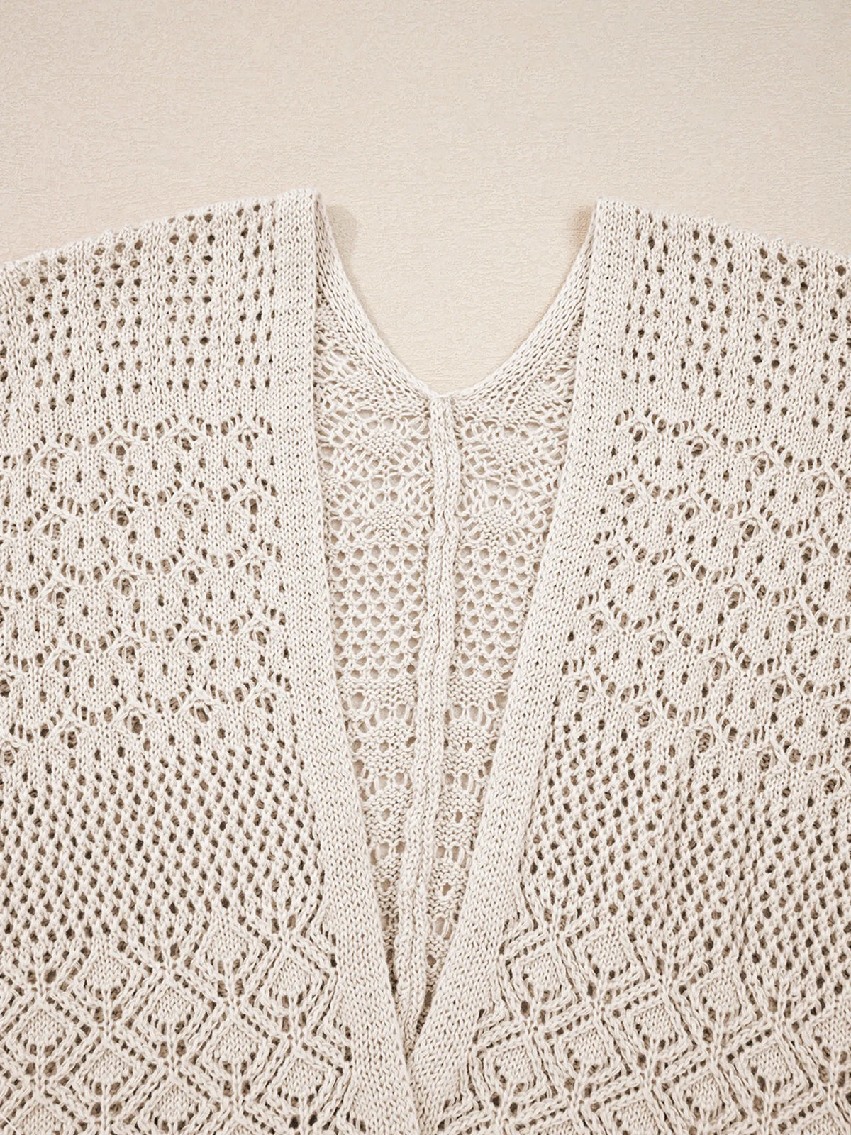 Hollowed Knit Open Front Cardigan