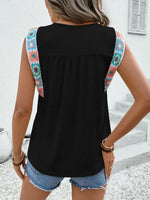 Crochet Hem Round Neck Top