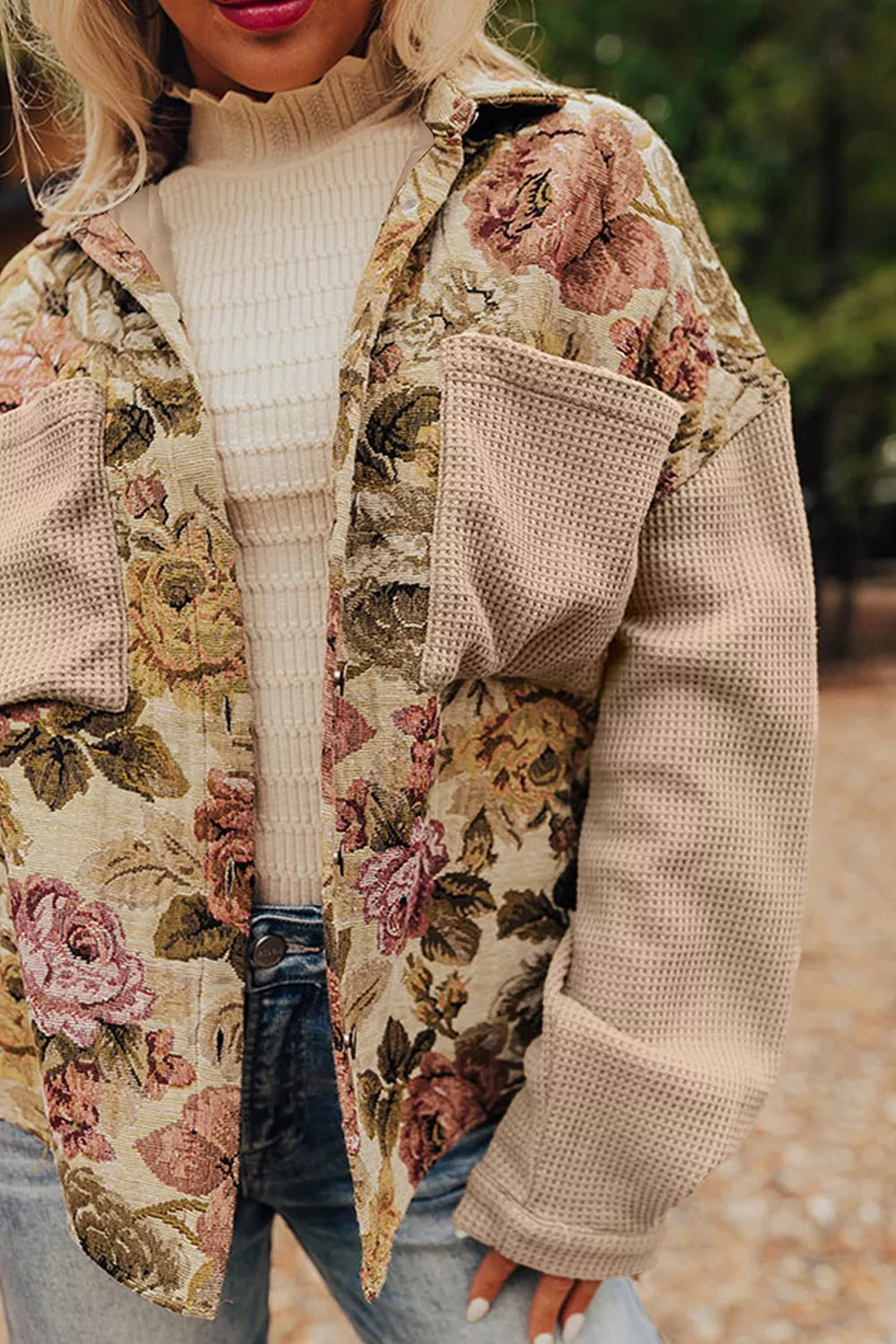 Floral Button Up Long Sleeve Shacket