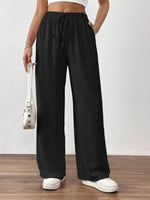 Casual Drawstring Wide Leg Pants