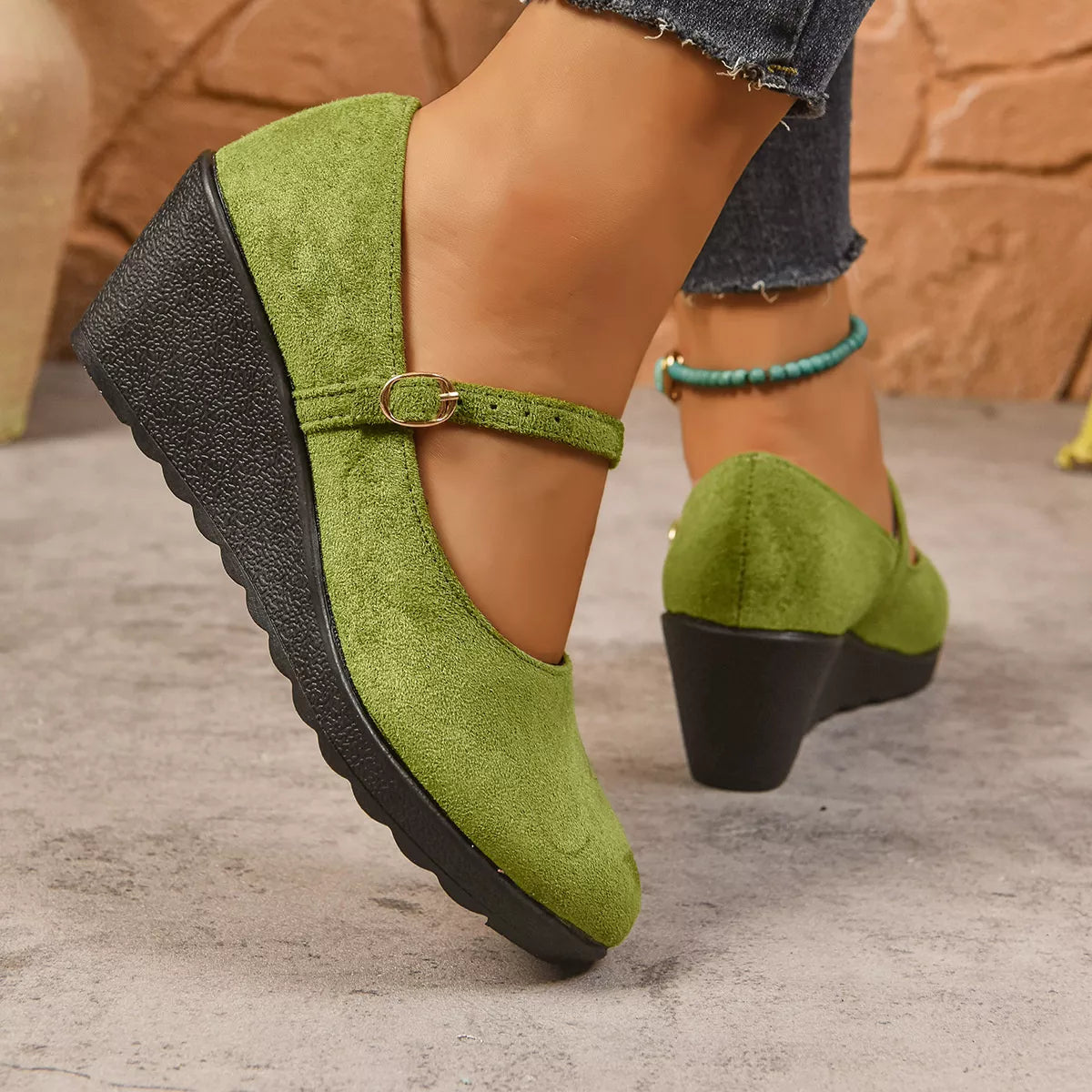 Round Toe Wedge Loafers