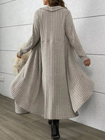 Full Size Plaid Dress & Ribbed Knit Cardigan Set Plus Size