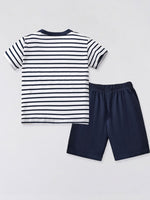 Children's Cute Pirate Monkey Striped T-Shirt & Shorts Set