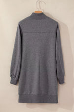 Zip Front Long Sleeve Sweatshirt Dress