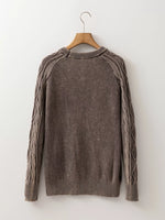 Contrast Cable Knit Sleeve Casual Sweater