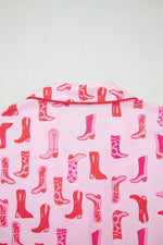 Cowgirl Boots Printed Shirt and Shorts Set