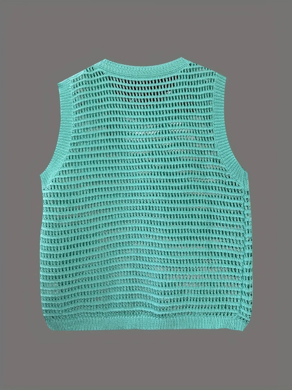 Openwork Round Neck Sweater Vest