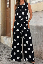 Sleeveless Polka Dot Top and Pants Set