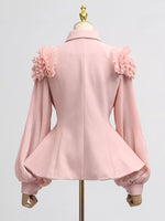 Frill Lapel Collar Top and Pleated Skirt Set