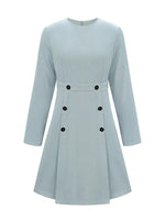 A-Line Decor Button Long Sleeve Dress