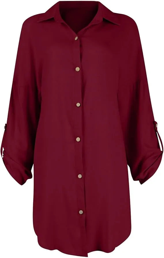 Button Down Long Sleeve Shirt Dress