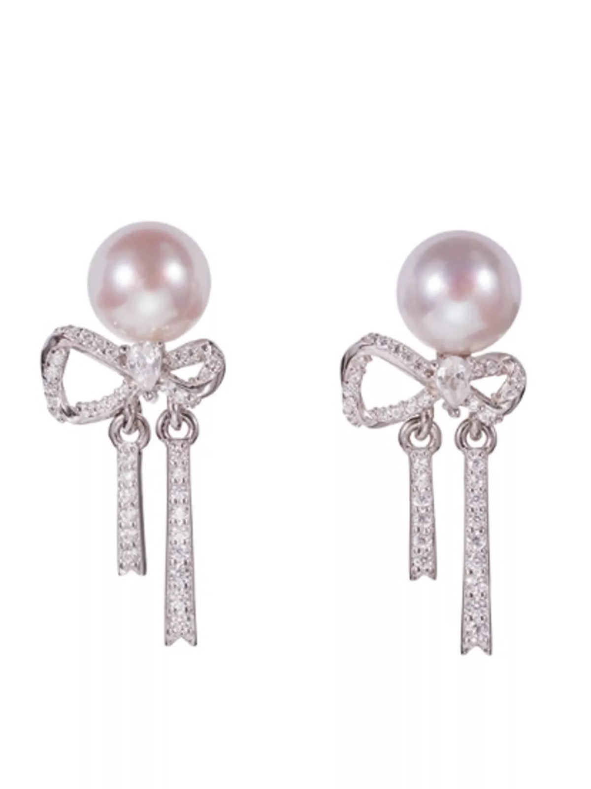 Pearl Bowknot Drop Earrings