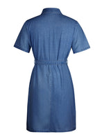 Zip Front Short Sleeve Denim Dress