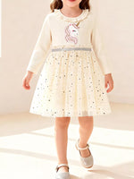 Children's Unicorn Applique Ruffle Trim Tulle Dress