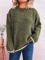 Contrast Trim Round Neck Cozy Sweater