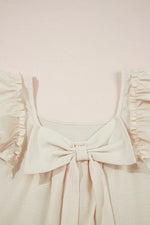 Bow Back Ruffled Cap Sleeve Blouse