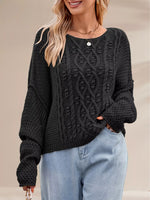 Textured Knit Round Neck Sweater