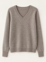 V-Neck Solid Color Sweater