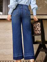 Raw Hem Unique Cuffs Straight High Rise Loose Jeans