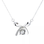 925 Sterling Silver Zircon Ribbon Pendant Necklace