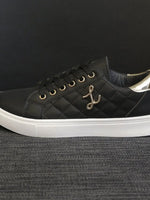 Quilted Platform Sneakers with Metallic Gold Accents
