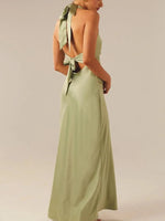 Halter Neck Wrap Maxi Dress with Tie Detail