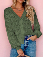 Openwork Button Up Cardigan