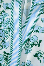 Floral Meets Stripes V Neck Flutter Sleeve Blouse