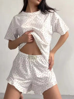 Floral Print Short Sleeve Top and Shorts Lounge Set