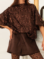 Sequin Embellished Tie-Back Blouse