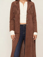 Fringe Lapel Collar Long Sleeve Coat