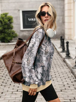 Camouflage Print Mock Neck Sweatshirt
