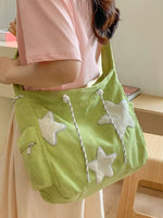 Corduroy Star Applique Casual Crossbody Bag