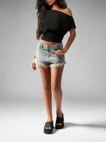 One Shoulder Crop T-Shirt