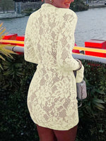 Lace Cutout Long Sleeve Mini Dress