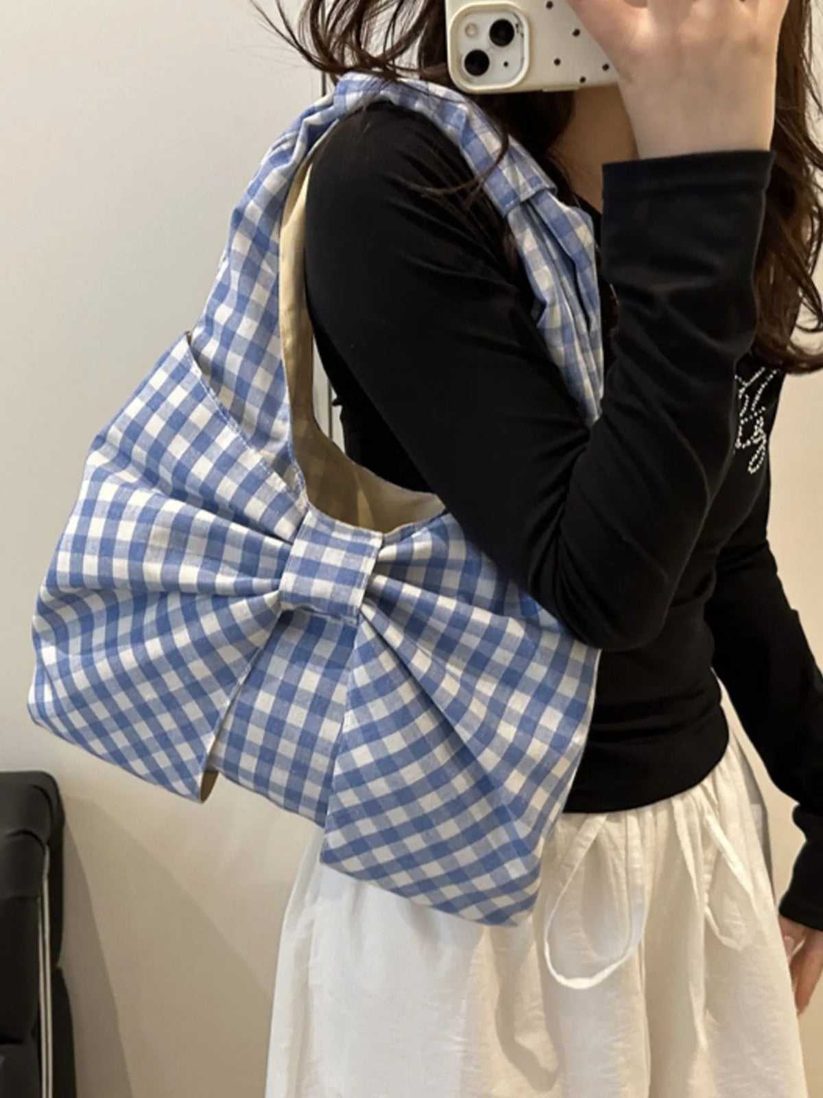 Ruched Bow Shoulder Bag