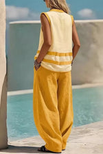 Sleeveless Top and Wide Leg Pants Set
