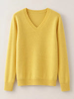 V-Neck Solid Color Sweater