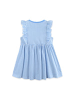 Children's Striped Bunny Embroidered Ruffle Sleeve Dress