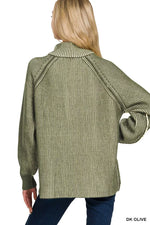 Zenana Ribbed Two Tone Half Zip Sweater