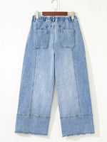 Wide Leg Drawstring Raw Hem Jeans